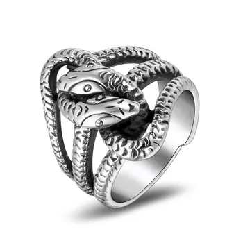 Мужское женское винтажное кольцо из нержавеющей стали в готическом стиле Гидра Медуза змея, кольцо в стиле панк-рок с животными, ювелирный браслет на палец, бесплатная доставка