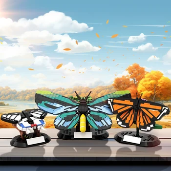 Набор строительных блоков MOC Iconic Butterflies с растительным красочным дизайном в виде бабочек, игрушки для подарка, украшения дома и сада на открытом воздухе