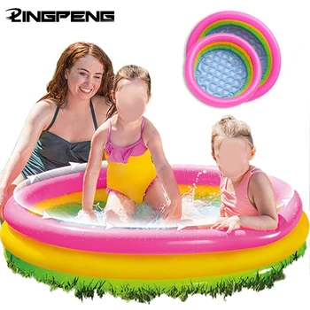 Надувной бассейн с трехцветным кольцом, детская ванночка для ползания, океанский мяч Многоразового использования, прочная и небьющаяся Семейная пляжная трава на открытом воздухе.