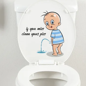 Наклейка для туалета с изображением детской мочи на английском языке, украшение для ванной комнаты, гостиной, спальни, дома, ПВХ, самоклеящаяся настенная наклейка