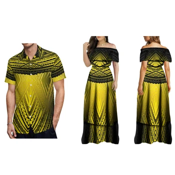 Новейший дизайн, изготовленное на заказ полинезийское племенное Элегантное многоуровневое платье Макси, женские платья больших размеров, платье на половину плеча с шалью