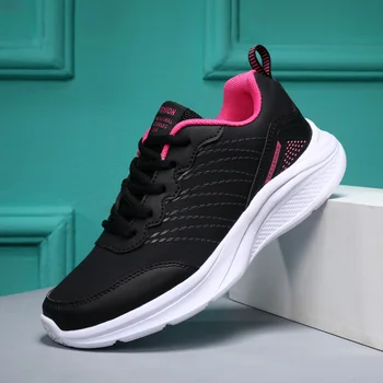 Новые дышащие кроссовки для женщин, большой размер 41 фитнес девушки фитнес ходьба беговые кроссовки удобная женская спортивная обувь