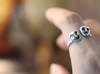 Новые кольца для лица в стиле ретро Золотого, серебряного цвета, кольца с обещанием Комедийной Трагедии для женщин и девочек World Of Warcraft Aros Overwatch