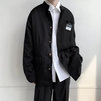 Осенняя мужская повседневная куртка в китайском стиле 2023, маленький костюм, Корейская версия, униформа, студенческая куртка, Маленький костюм, Молодежное модное пальто