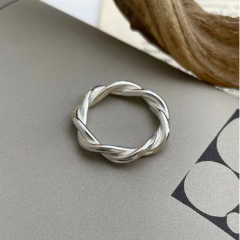 Открытое кольцо SHANICE S925 из стерлингового серебра, Свободное витое кольцо, серебряные кольца в полоску, Романтический ювелирный аксессуар для женщин и девочек