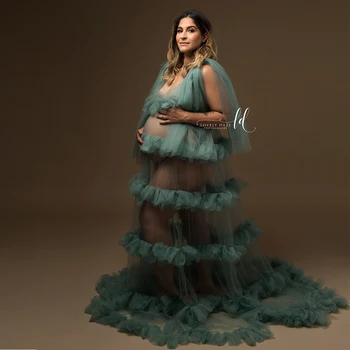Платья для фотосъемки беременных Don & Judy Платья со слоем тюля и оборками Для беременных Леди Для душа Ребенка Юбка для свадебной фотосессии На заказ