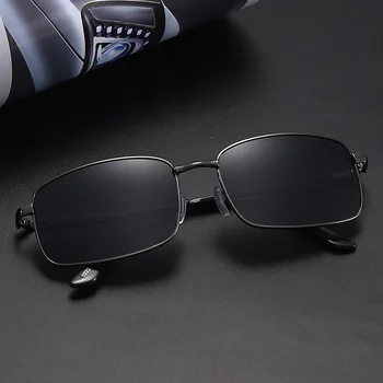 Поляризационные солнцезащитные очки, Мужские очки ночного видения для вождения, черные Металлические солнцезащитные очки, Мужские Брендовые Дизайнерские Высококачественные солнцезащитные очки Pilot