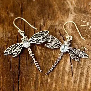 Простые серебряные серьги в виде летающих крыльев-стрекоз для женщин и девочек, Изящные Металлические висячие серьги с насекомыми, Модные украшения для вечеринок