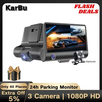 Регистратор для Автомобильной Камеры 1080P HD Dashcam 24h Парковочный Монитор Dvr Para Coche Спереди И сзади 3 Видеорегистратора Kamera Samochodowa Rejestrator