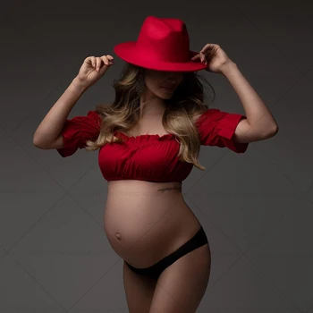 Реквизит для фотосъемки беременных; Сексуальная женская одежда для фотосессии; короткий топ с рукавами-пузырями и открытыми плечами; фотосессия беременных женщин