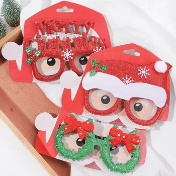 Рождественские очки Пластиковые Декоративные очки Kid Xmax Party Аксессуар для костюма Реквизит для фотосессии Рождественское украшение 2023 Navidad Подарок