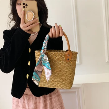 Роскошные сумки Кошельки и сумочки Тканая женская сумка Модный тренд Открытая Маленькая квадратная сумка для капустной корзинки Дизайнерские сумки