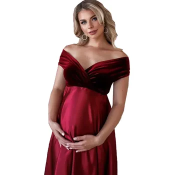 Сексуальные платья Макси для беременных с открытыми плечами, платья для фотосессии, элегантные длинные платья для беременных, платья для беременных, фотографии