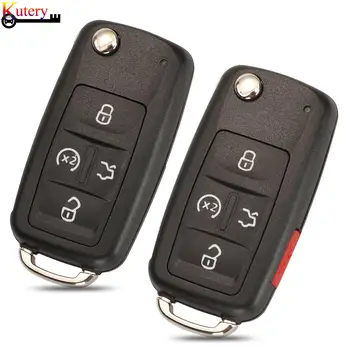 Складной чехол для автомобильных ключей jingyuqin для VW Sharan Bora Golf Passat Polo Jetta Touran с 4/4 + 1 кнопками, чехол для дистанционного ключа