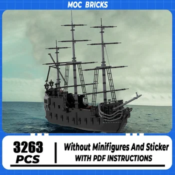 Строительные блоки Moc, Классическая черная модель Пиратского корабля, Технические кирпичи, сборка своими руками, Игрушки для морского транспорта для праздничных подарков