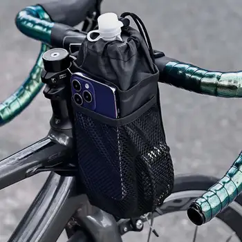 Сумка-держатель для бутылки с водой с крепежными лентами, дизайн водонепроницаемого сетчатого кармана, универсальная сумка для переноски бутылки с водой для велосипеда
