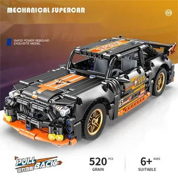 Техническая модель супер гоночного автомобиля, строительные блоки, Автомобильные откидные кирпичи для автомобиля DIY MOC, Детские строительные игрушки