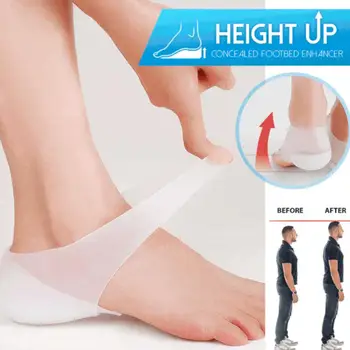 Увеличивающие рост на 3/4/5 см Невидимые силиконовые носки, гелевые подушечки для пяток, Ортопедический супинатор, подушка для пяток, стельки, массажный коврик для ног