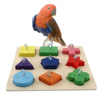 Увлекательный игровой интеллект Попугая, Красочный тренинг IQ, Обучающий Попугай, деревянные пазлы, игрушки для птиц